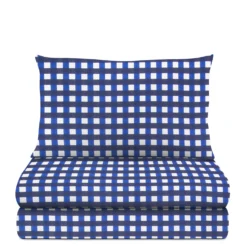 Completo letto singolo quadretti blu