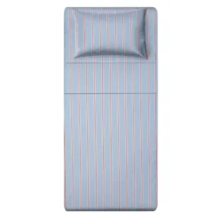 Completo letto singolo righe azzurro
