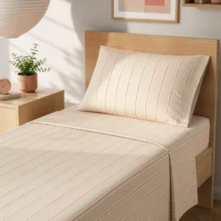 Completo letto singolo righe beige