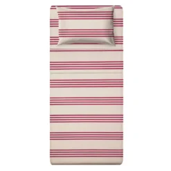 Completo letto singolo righe bordeaux cotone