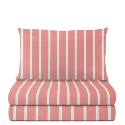 Completo letto singolo righe corallo