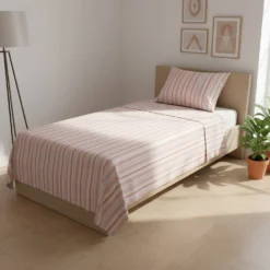 Completo letto singolo righe rosa