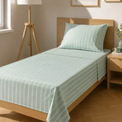 Completo letto singolo righe verde