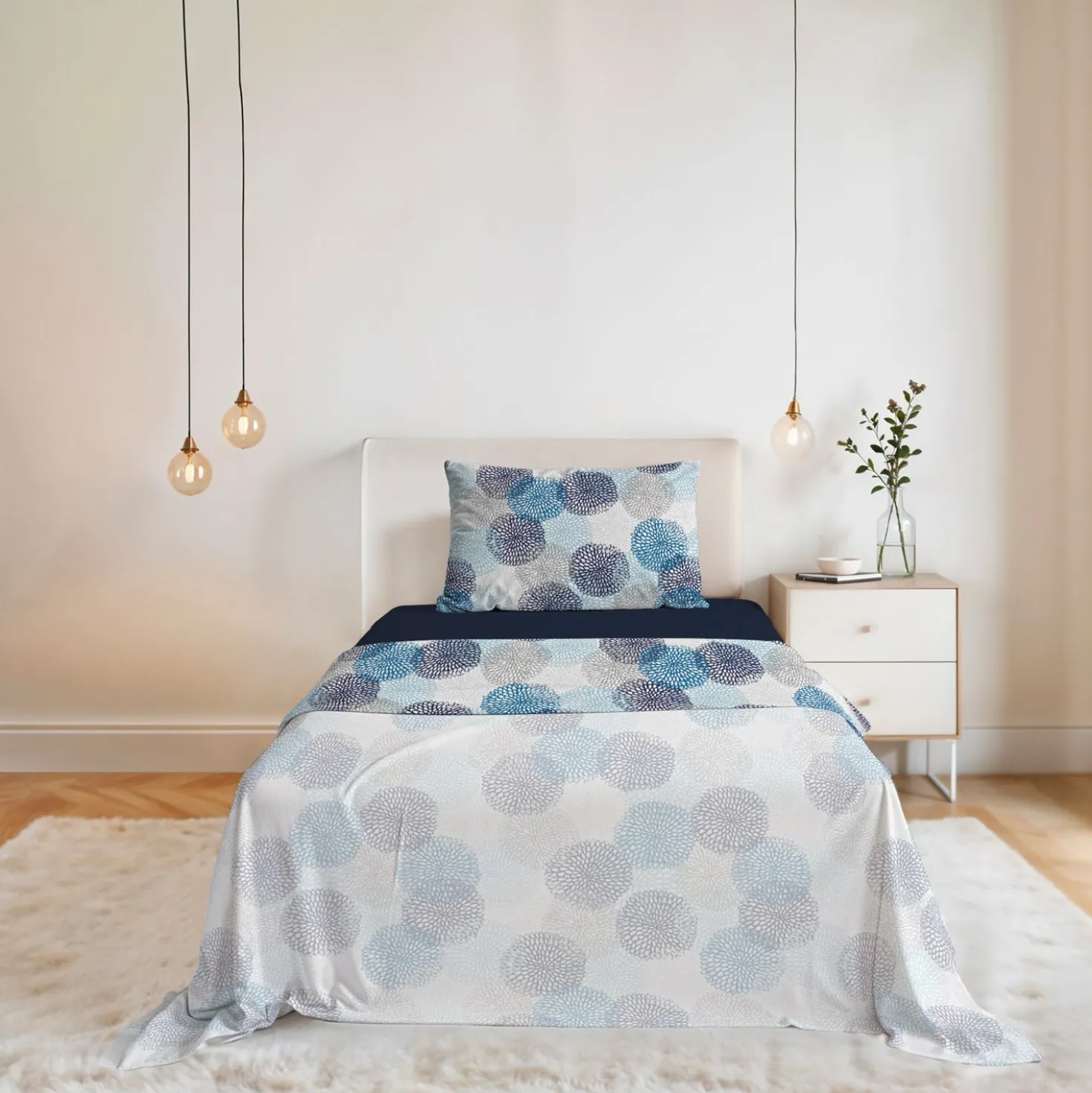 Completo letto singolo Soffioni blu Datex