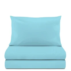 Completo letto singolo tinta unita azzurro