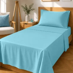 Completo letto singolo tinta unita azzurro