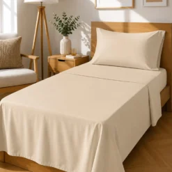 Completo letto singolo tinta unita beige