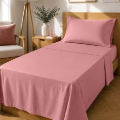 Completo letto singolo tinta unita corallo