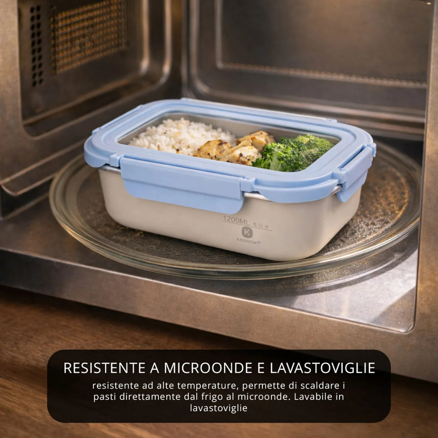 Contenitore alimentare 1,2 L acciaio inox azzurro