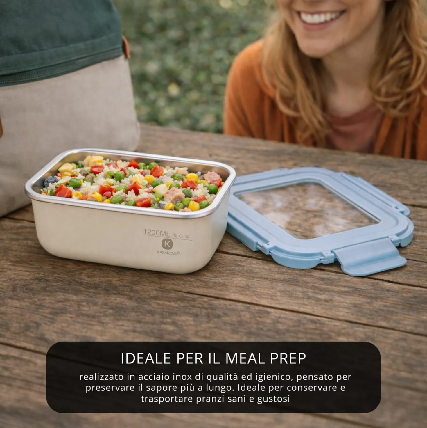 Contenitore alimentare 1,2 L acciaio inox azzurro