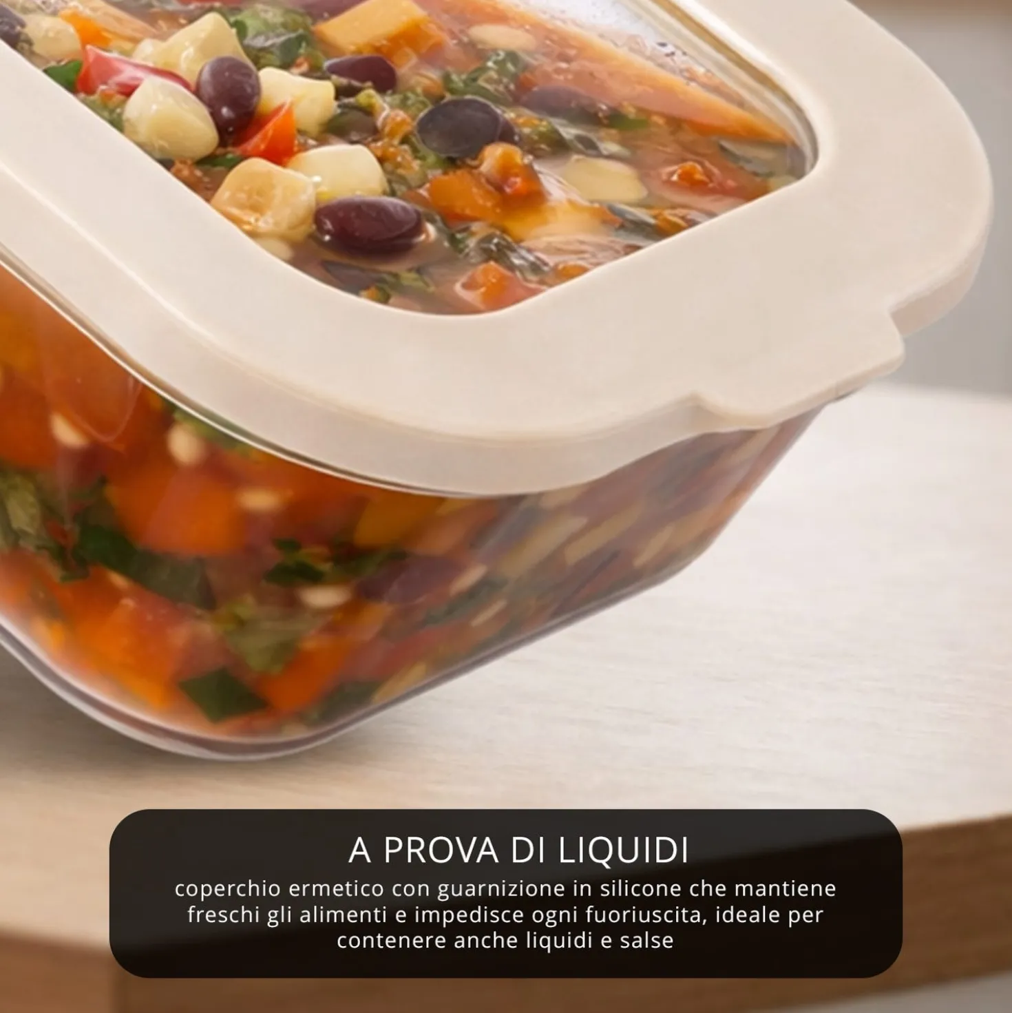 Contenitore alimentare 1,52 L vetro beige