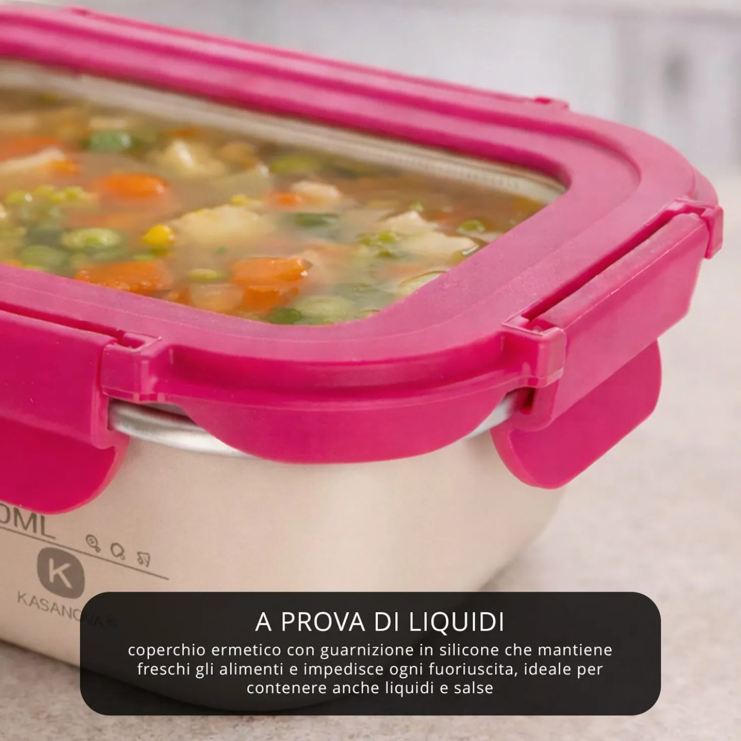 Contenitore alimentare 700 ml acciaio inox rosa