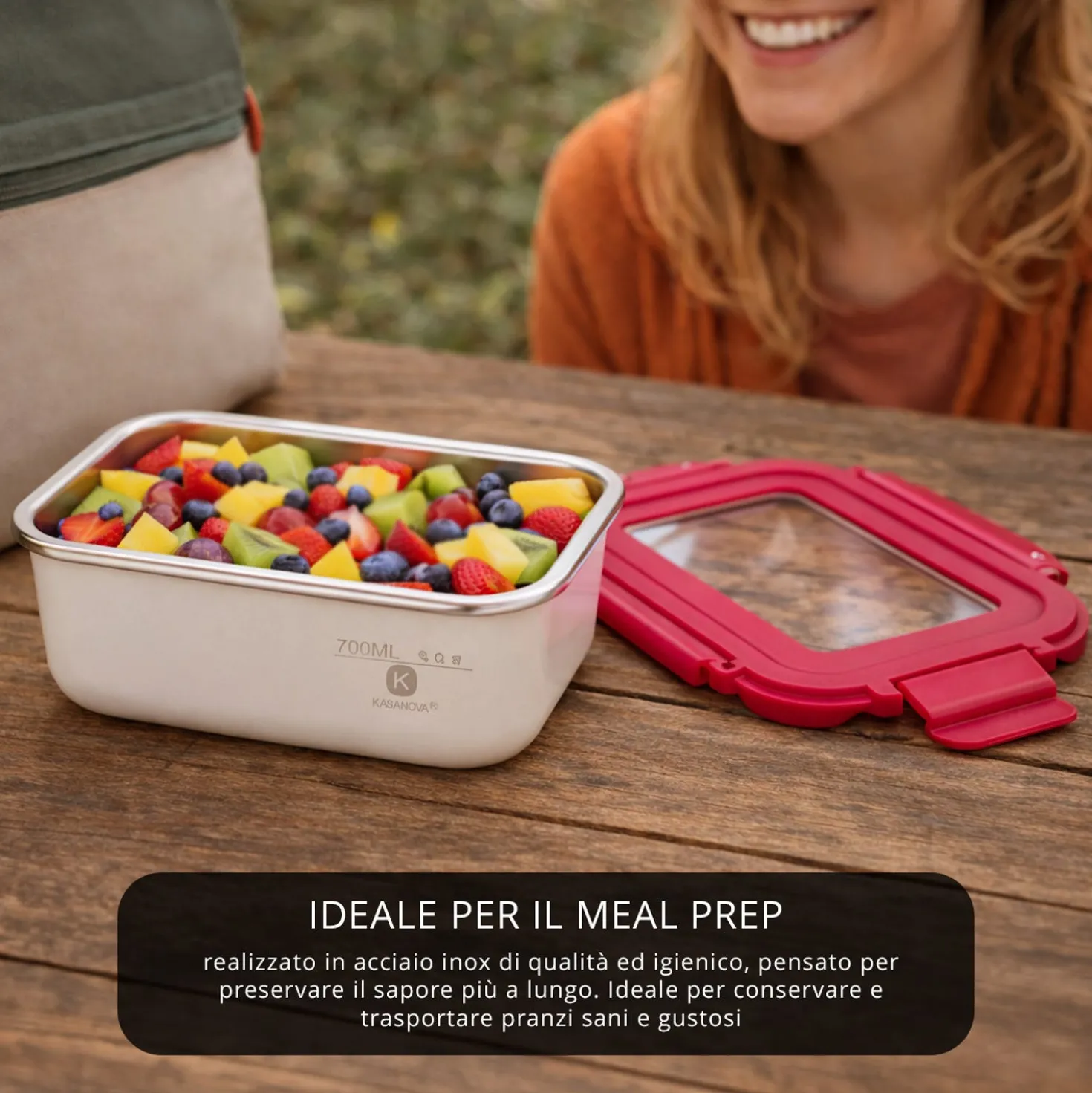 Contenitore alimentare 700 ml acciaio inox rosa
