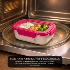 Contenitore alimentare 700 ml acciaio inox rosa