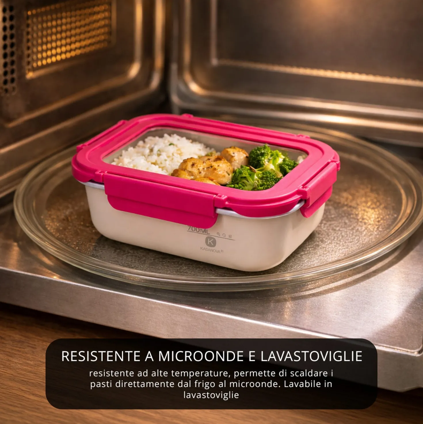 Contenitore alimentare 700 ml acciaio inox rosa