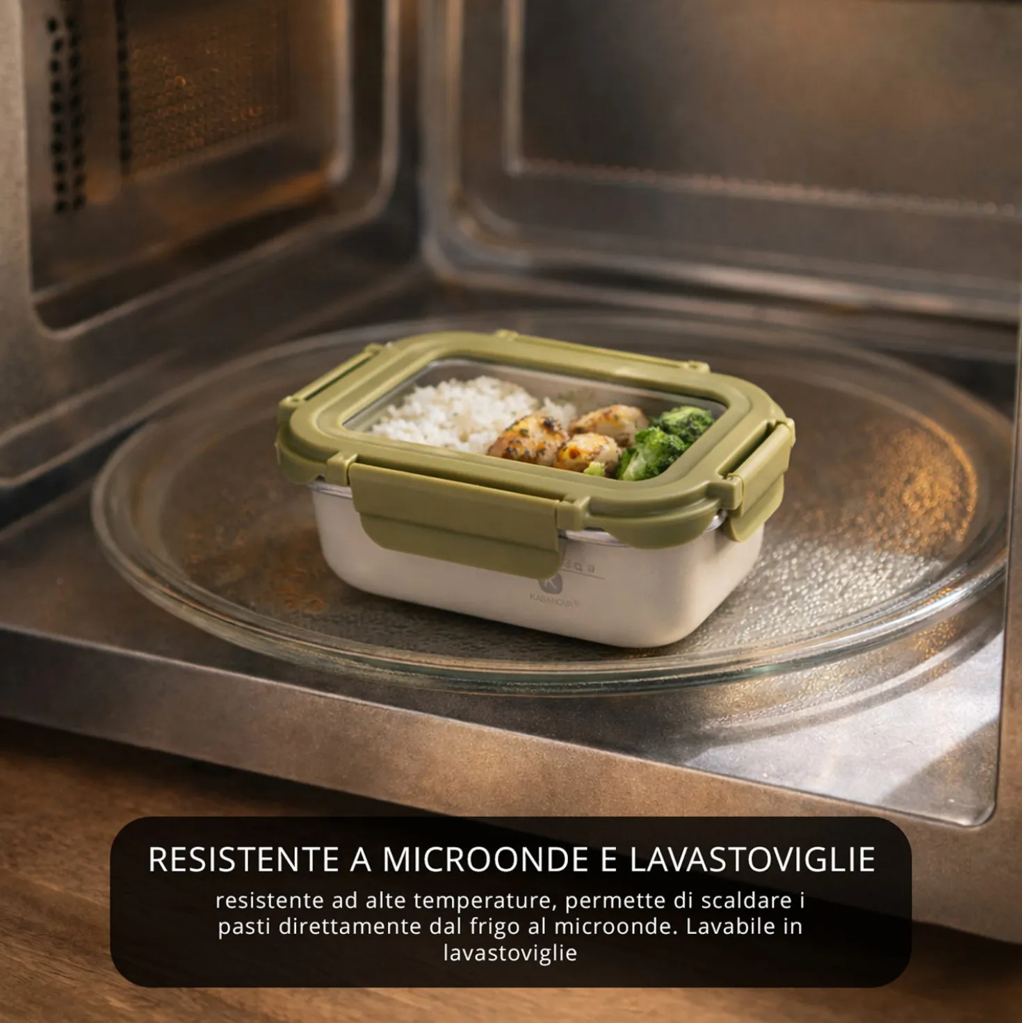 Contenitore alimentare 420 ml acciaio inox verde
