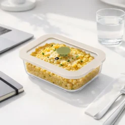 Contenitore alimentare 370 ml vetro beige
