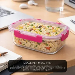 Contenitore alimentare 640 ml vetro rosa