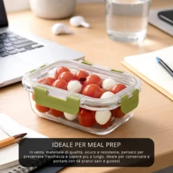Contenitore alimentare 370 ml vetro verde