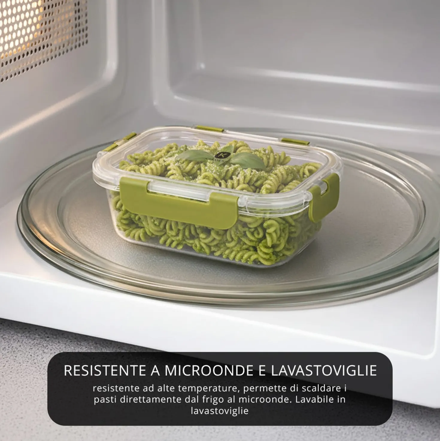 Contenitore alimentare 370 ml vetro verde