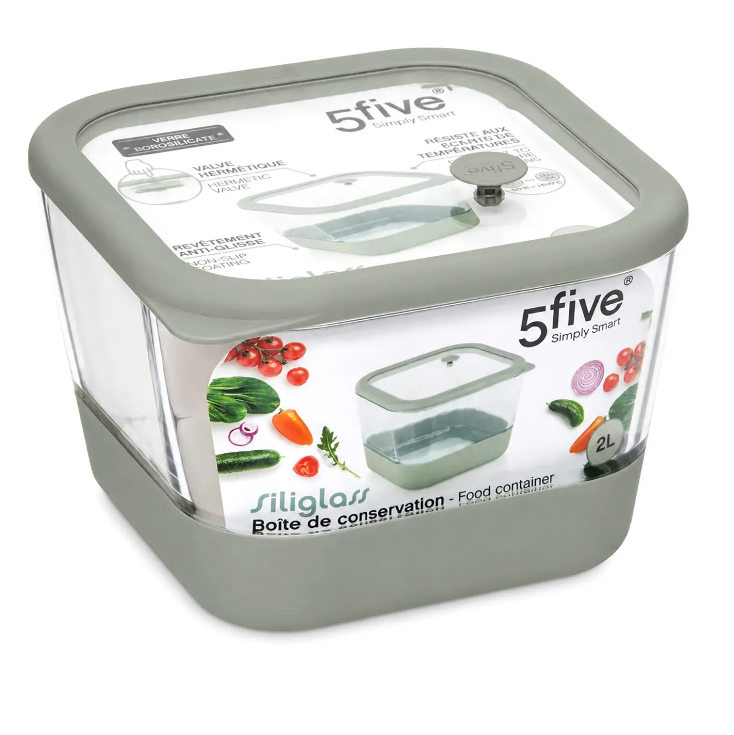 Contenitore alimentare quadrato vetro 2 L Siliglass