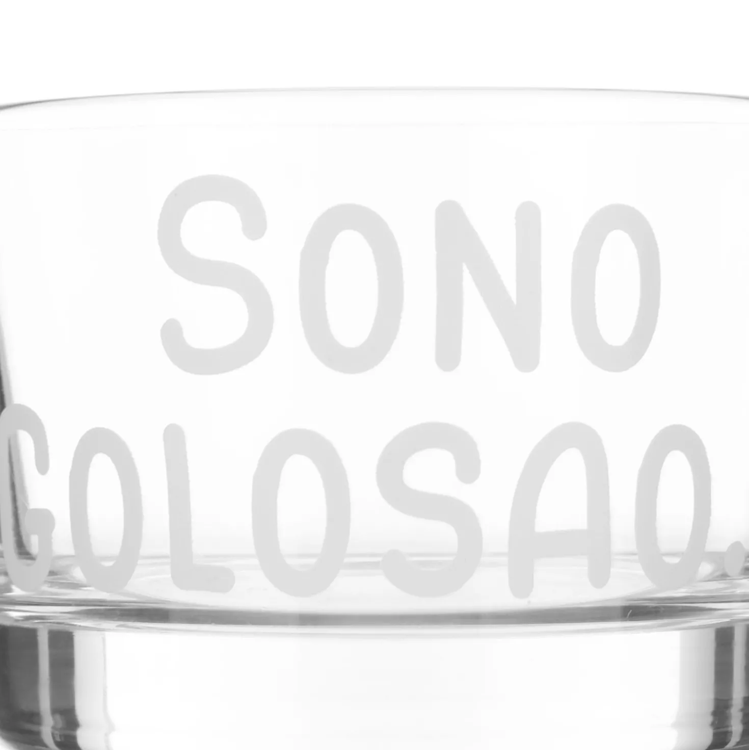 Coppetta in vetro 190 ml scritta Sono golosao