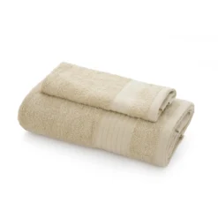 Coppia asciugamani viso e ospite spugna beige