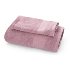 Coppia asciugamani viso e ospite spugna rosa