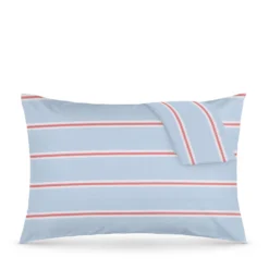 Coppia federe cotone righe azzurro