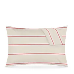 Coppia federe cotone righe beige