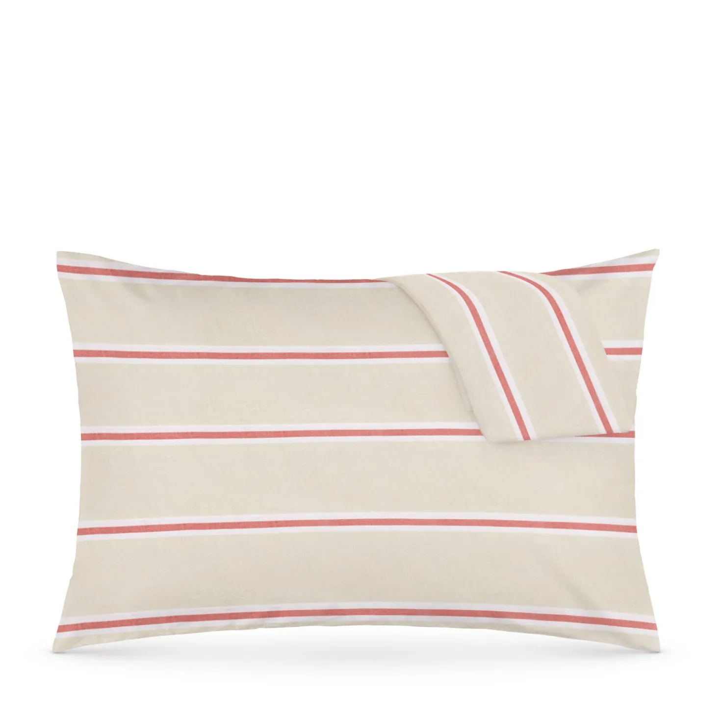Coppia federe cotone righe beige