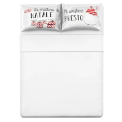 Coppia federe natalizie con scritta in cotone, da 80x50 cm