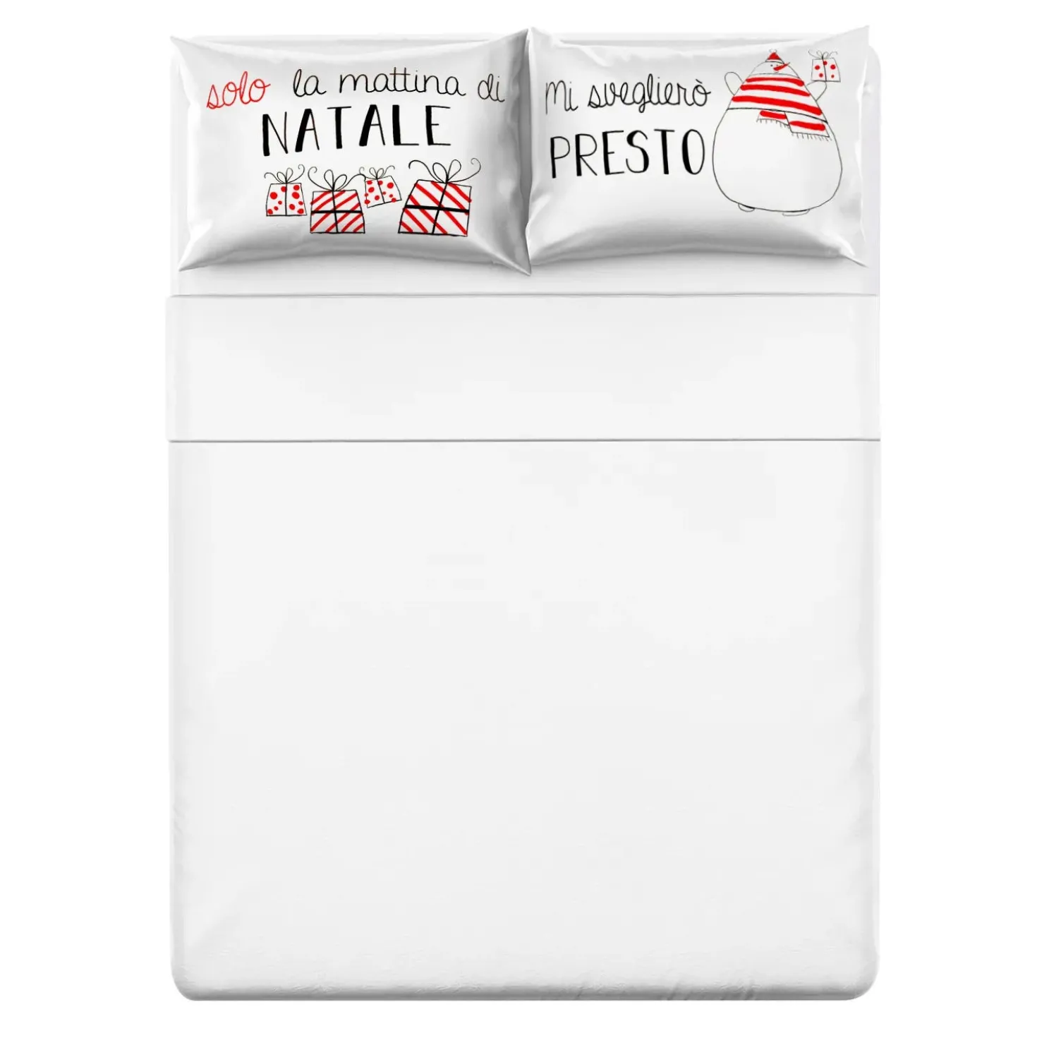 Coppia federe natalizie con scritta in cotone, da 80x50 cm