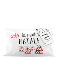 Coppia federe natalizie con scritta in cotone, da 80x50 cm