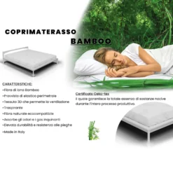 Coprimaterasso 1 piazza e mezza antibatterico Bambù Datex