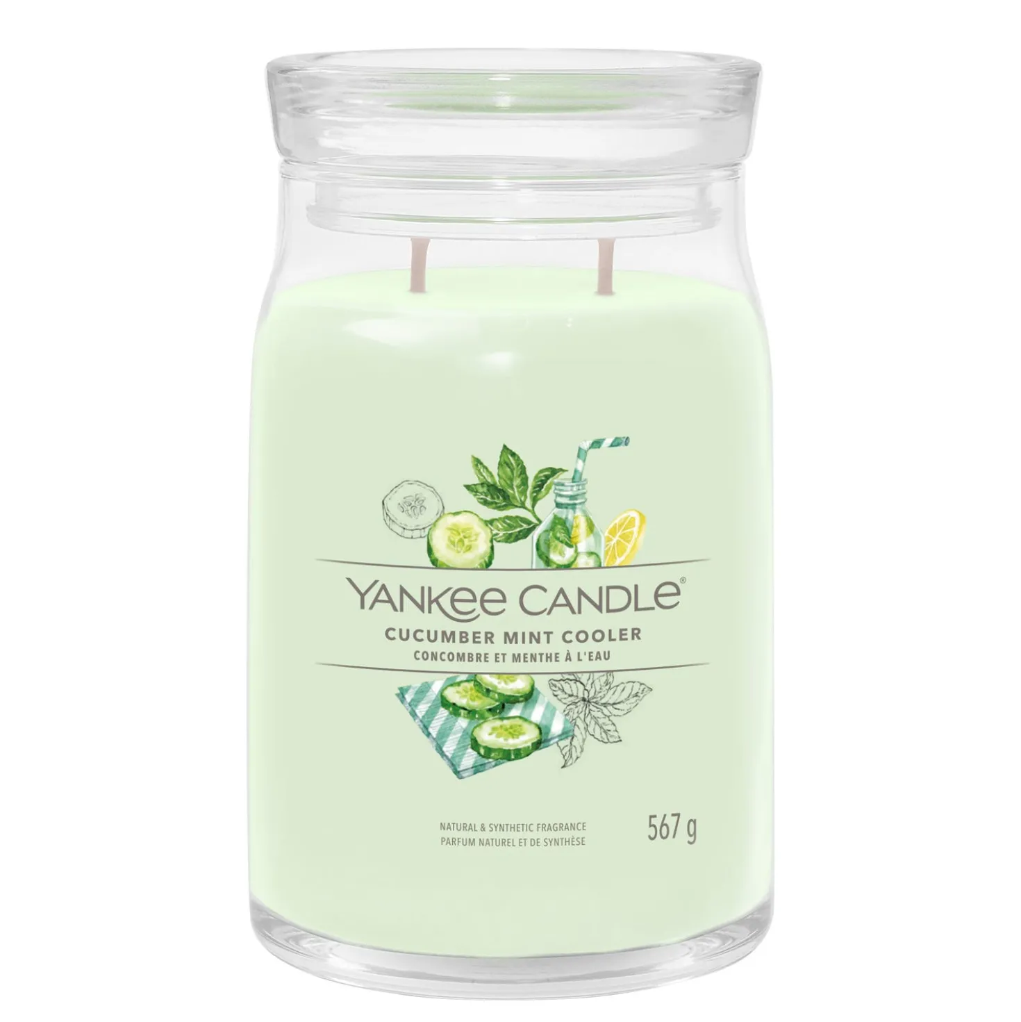 Cucumber Mint Cooler, candela in giara grande Yankee Candle