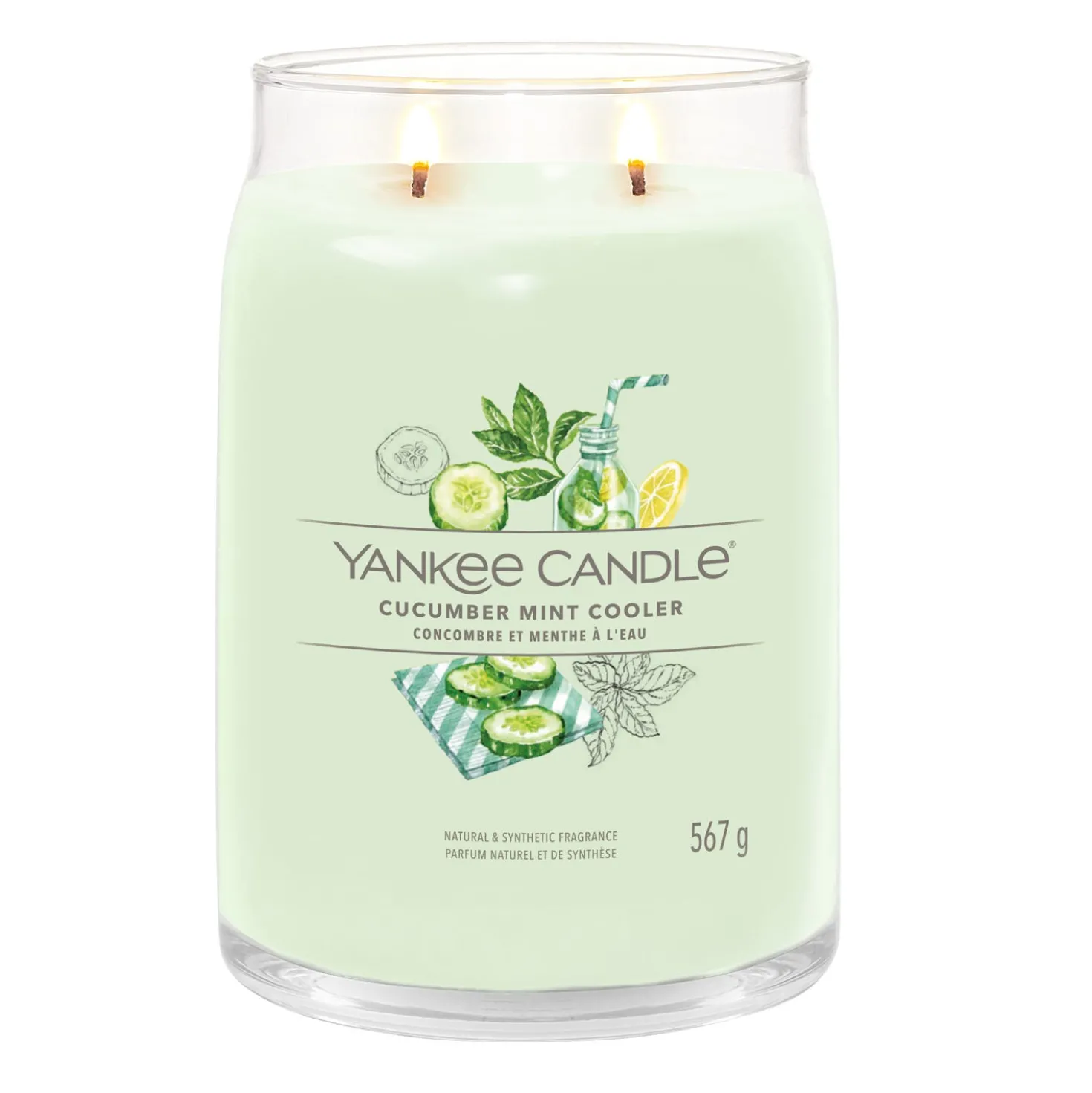 Cucumber Mint Cooler, candela in giara grande Yankee Candle