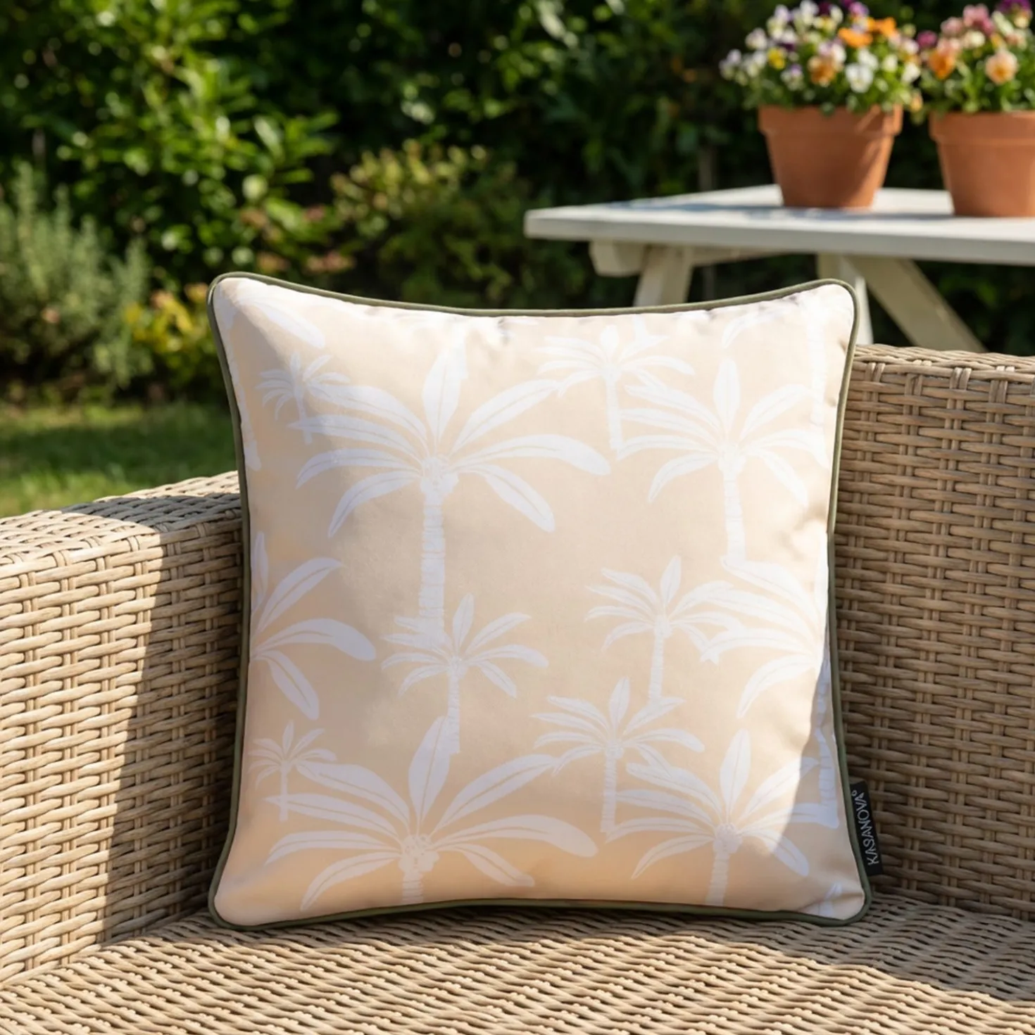 Cuscino arredo idrorepellente 50x50 cm palme beige