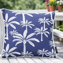 Cuscino arredo idrorepellente 40x40 cm palme blu
