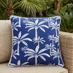 Cuscino arredo idrorepellente 50x50 cm palme blu
