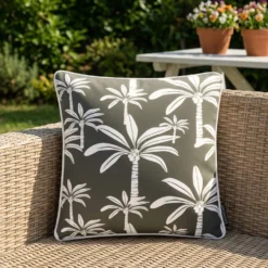 Cuscino arredo idrorepellente 50x50 cm palme grigio