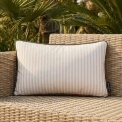 Cuscino arredo idrorepellente 30x50 cm righe beige