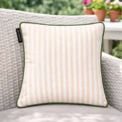 Cuscino arredo idrorepellente 30x30 cm righe beige