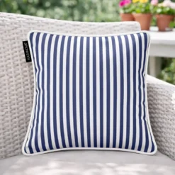 Cuscino arredo idrorepellente 30x30 cm righe blu