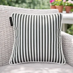 Cuscino arredo idrorepellente 30x30 cm righe grigio