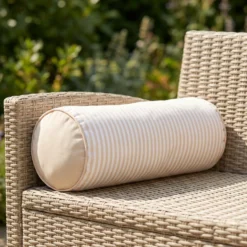 Cuscino cilindrico idrorepellente 18x50 cm righe beige