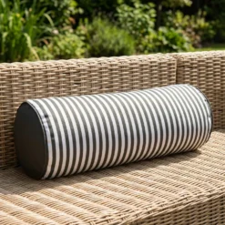 Cuscino cilindrico idrorepellente 18x50 cm righe grigio