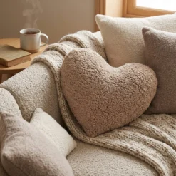 Cuscino cuore arredo cammello sherpa 30x50 cm