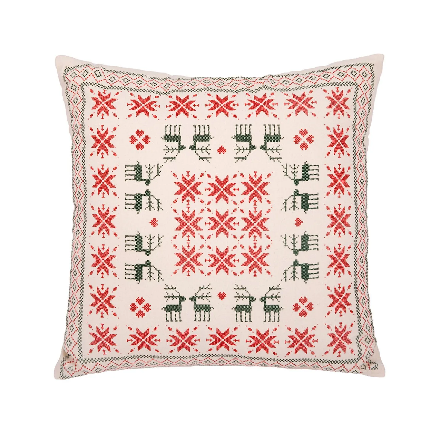 Cuscino divano 45x45 cm bianco renne