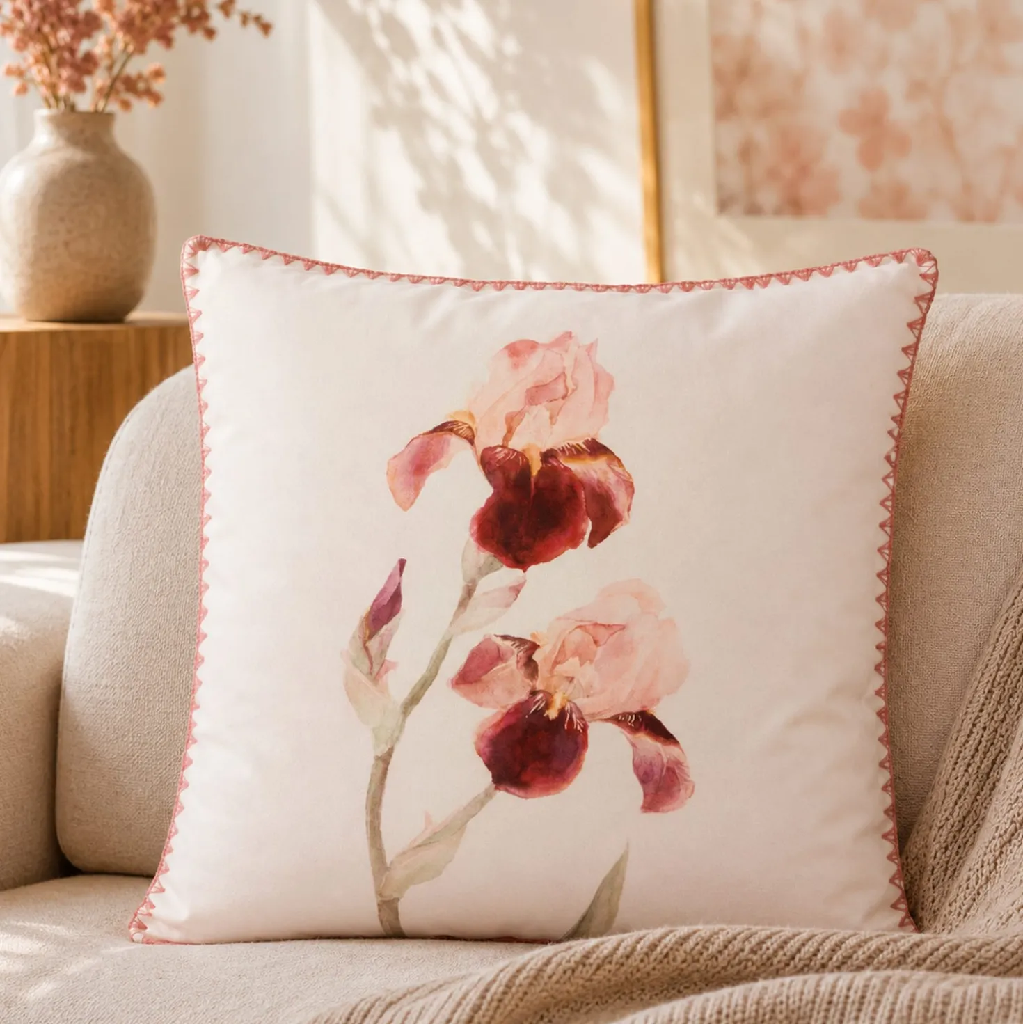 Cuscino divano 45x45 cm fiore iris